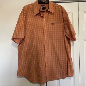 Chaps Orange Green Plaid Button Down Short Sleeve Shirt Size 2XB